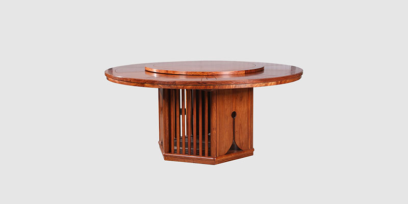 太和中式餐厅装修天地圆台餐桌红木家具效果图
